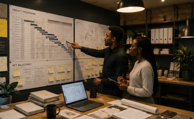 Interior fit-out planning and project information representing the value of resolving design decisions before construction
